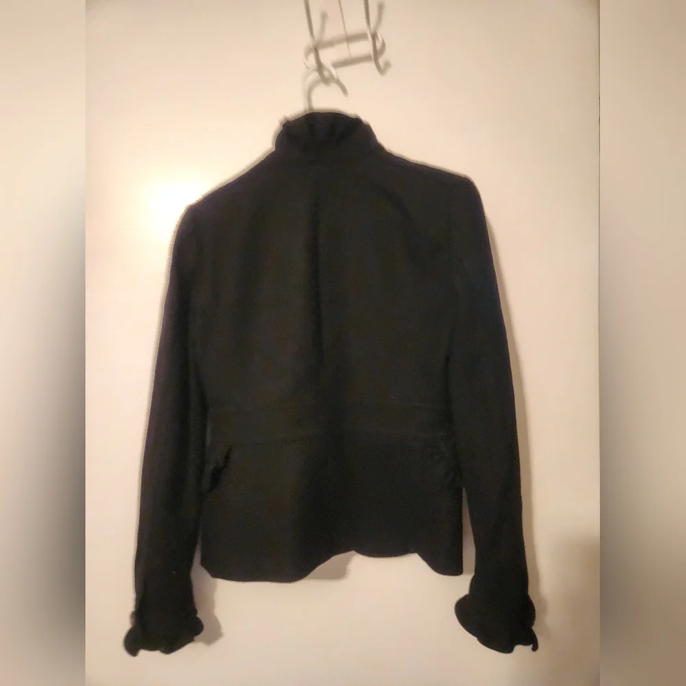 J.Crew Wool Blend Black Peacoat Office Jacket Women's Size 0 - Picture 7 of 7